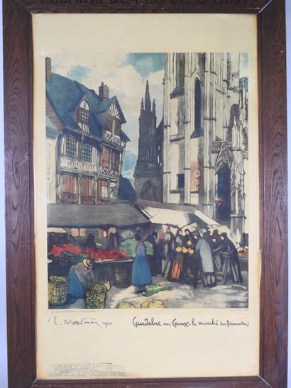 null 
Poster Caudebec en Caux with its original frame marked Chemin de fer de l'état...