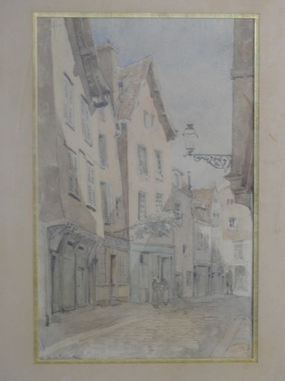 null French school of the beginning of the 20th century, "rue de la poissonnerie".

Watercolour...