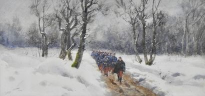 null Pierre Comba (1859-1934)

Infantrymen on a snowy road

Watercolour, signed lower...