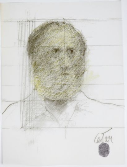 null César (César Baldaccini, 1921 - 1998)

Self-portrait, 1990

Pencil and pastel...