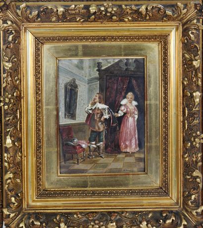 null H René (19th century)

Scene with a Musketeer and a Court Lady

Oil on panel...