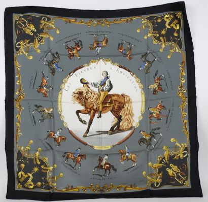 null Hermès Paris

Printed silk square, titled "Les figures d'equitation" and signed...