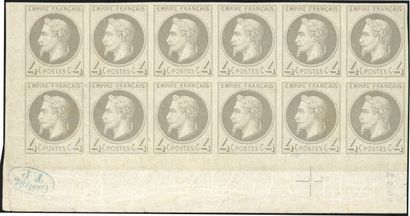 null YT n°27Bf Empire laurels 1863 - 1870. 4c. Grey imperforate. Fine printing Rotschild....