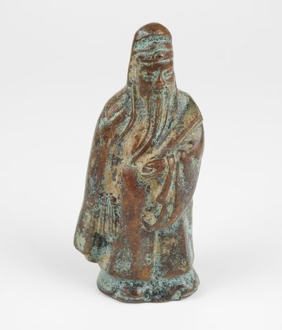null Mandarin,personnage de Cour.Bronze.Style Ming ou Qing.H :14cm.