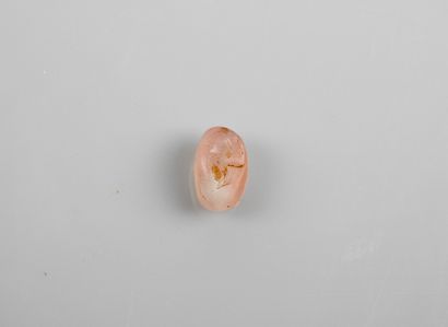 null Seal bead engraved with an ungulate.pink chalcedony.in the state of natural...