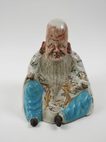 null Composite seated sage from China.

China, polychrome painted porcelain, as is.

H...