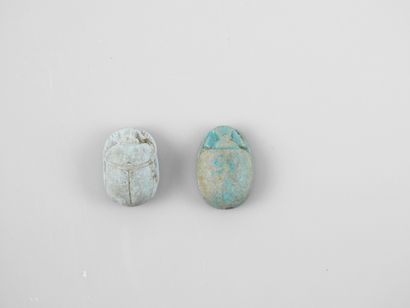 null Two scarabs decorated with frit or glass paste.New Kingdom or later. 

Lenv...