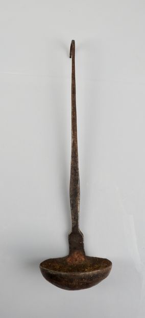 null Ladle (simpulum).

Probably pewter or tin alloy.25cm high.Roman period.