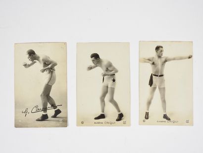 null Boxe. Carpentier. Criqui. Trois cartes photos AN (Armand Noyer) neuves. a) Georges...