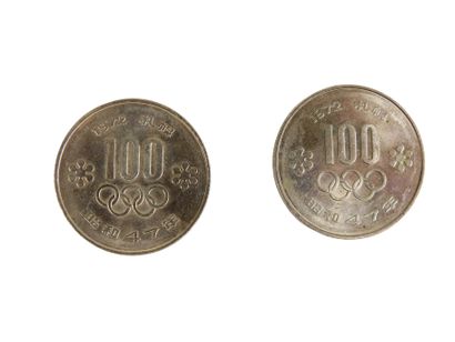 null Jeux Olympiques. Pièces de monnaies officielles; avers 1972 100 yen olympic,...