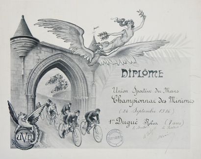 null Cycling . Diploma. Two original canvas diplomas or patents. a) UVF 150 km patent,...