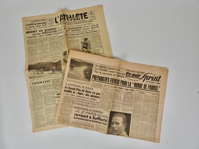 null Cyclisme. Ronde de France, 1946. . Deux journaux d'époque, le premier "Ce Soir-Sprint"...
