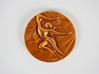 null JO. Munich 1972. Médaille. Médailles commémorative en bronze, avers, le vainqueur...