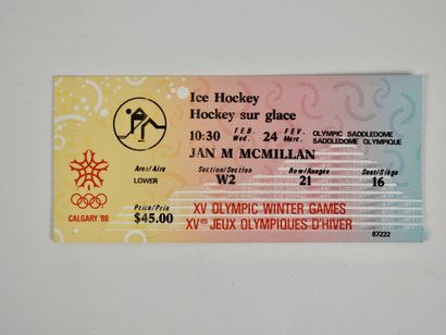 null OJ. Winter. Calgary 1988. Used ticket (7x15), hockey.