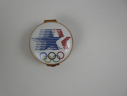 null Olympic Games. Los Angeles 1984. Snuffbox with the official logos and rings