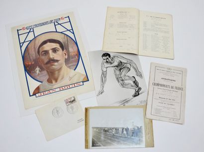 null Athletics. Jean Bouin. Colombes. Marseille. Three rare documents :a) litho "Les...