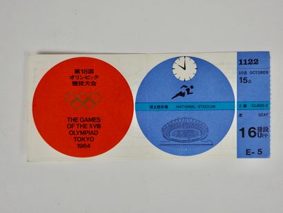 null JO. Tokyo 1964. Athlé. B.Hayes. Billet du 15. X. Billet de la finale du 100...