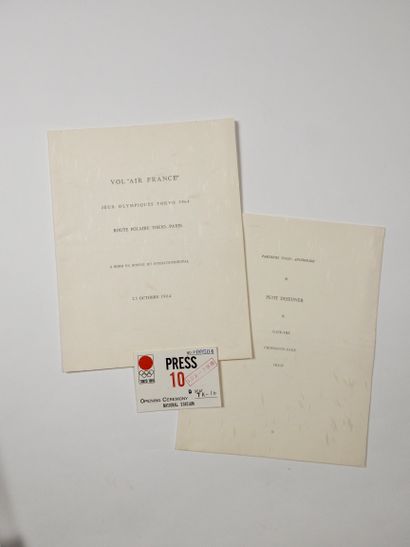 null Jeux Olympiques. Tokyo (1964) Deux pièces rares :a) Carton d'invitation "presse"...