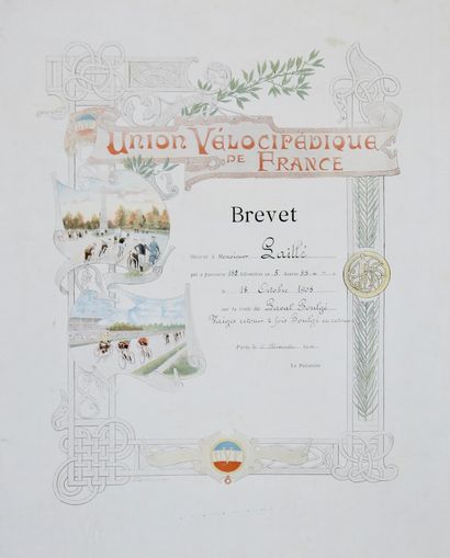 null Cycling . Diploma. Two original canvas diplomas or patents. a) UVF 150 km patent,...