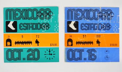 null JO. Mexico 1968. Deux billets utilisés (athlé, 16 et 20. X)...Ces jours-là,...