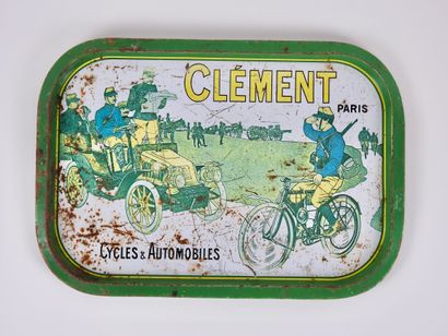 null Auto. Motorcycle. Militaria. Clément. Metal appetizer tray from the 60's, with...