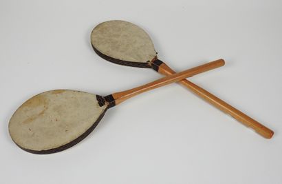 Tennis rackets. Very old pair of table tennis...