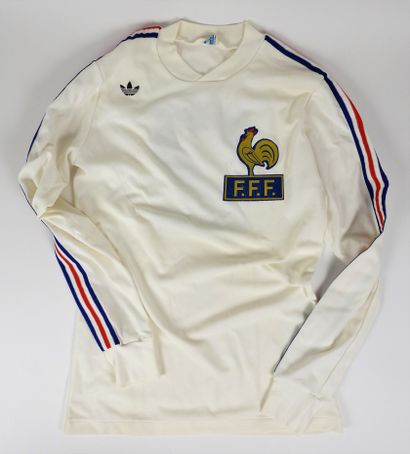 null Football. French team. Janvion. Sainté. White Adidas jersey, worn by Gérard...