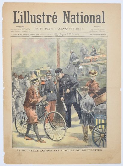 null Cyclisme. Impôt. Une couleur entoilée de "L'Illustré National" du 28. 5. 1899....
