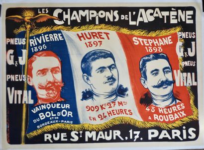 null Cycling. Acatene. Poster. River. Huret. Stéphane. Tricolour flag. The champions...