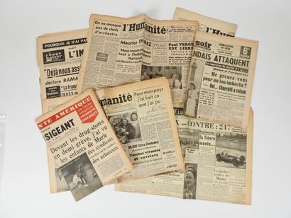 null Cyclisme. Tour 1947. Sept journaux non sportifs incomplets, mais complets du...