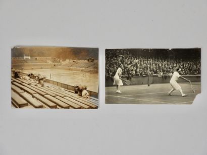 null Tennis. Women's. Lenglen. Vlasto. 1926. Two press photos, silver print. a) is...