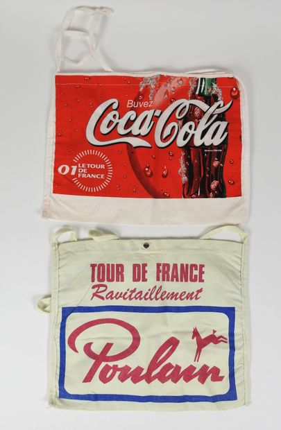 null Cycling. Tour de France. Musettes. Two official bags : a) the Poulain, from...