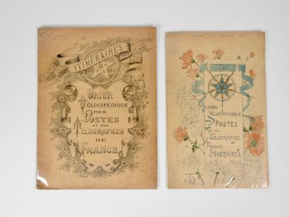 null Cyclisme. Itinéraires. Postes et Télépgraphes. Deux pièces étonnantes de 1896...