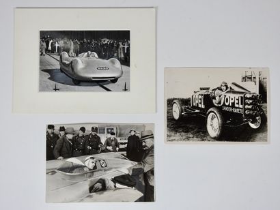 null Auto. Rosemeyer. Auto-UnionRecords. Opel. Trois photos de presse originales,...