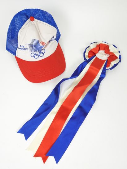 null Olympic Games. The official cap, white and blue with red visor (Action Headwire)...