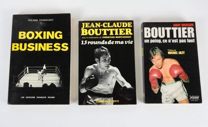  Boxe. Bouttier. Passevant. Montaignac. Trois livres neufs : a) Boxing Business,...