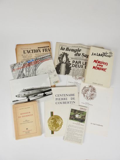 null JO. Coubertin. Set of 10 rare, curious or known pieces on the renovator: a)...