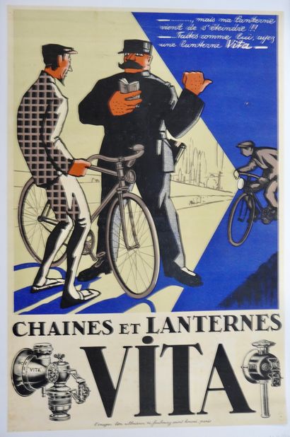 null Cyclisme. Affiche. Accessoires. Affiche originale entoilée. Réclame des années...