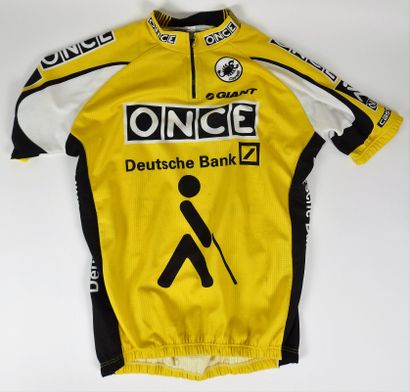 null Cyclisme. Once. Jalabert. Maillot. Célèbre maillot jaune de la Once avec l'aveugle,...