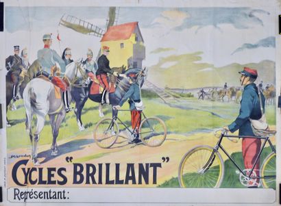 null Cyclisme . Brillant . Militaria. Affiche originale non entoilée. "Cycles Brillant"...