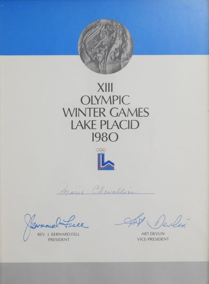 null Olympic Games. Diploma of thanks to Marie Chevallier

Lake Placid 1980