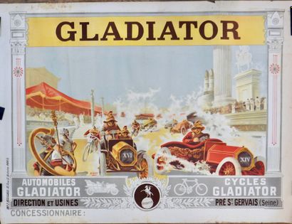 null Automobile . Gladiator . Antiquity . Circus . Original poster. "Gladiator, automobiles,...