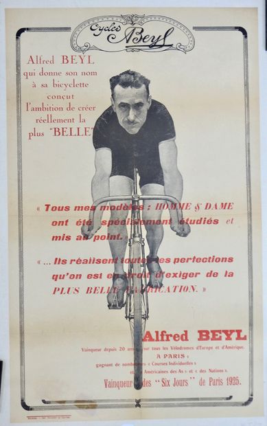 null Cyclisme. Alfred Beyl. Affiche. Six Jours. Superbe affiche entoilée. Avec Alfred...