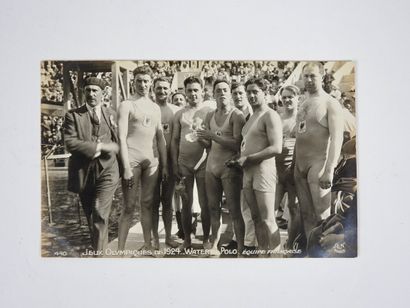 null Olympic Games. Paris 1924. Swimming. Water polo. Olympic champion. Photo card...