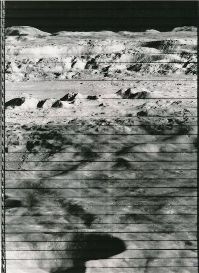 null Nasa. Lunar Orbiter mission. Historic photograph. The first close-up view of...
