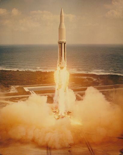 null Nasa. Nasa. Liftoff of the first Saturn 1 (SA-1) rocket from the Kennedy Space...