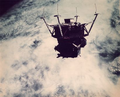 null Nasa. The lunar module in its landing configuration during the Apollo 9 mission...