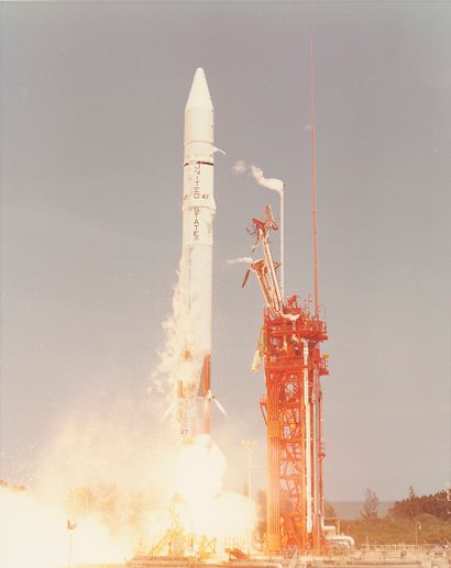 null NASA. Nice takeoff of the CENTAUR rocket on May 4th 1979. Typed caption on the...
