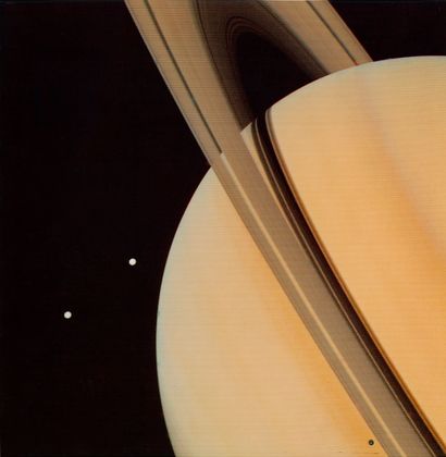 null NASA. One of the most iconic photographs of the planet Saturn taken by the VOYAGER...
