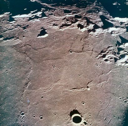 null Nasa. Apollo 10 mission. View of the No. 3 landing site on the lunar surface....
